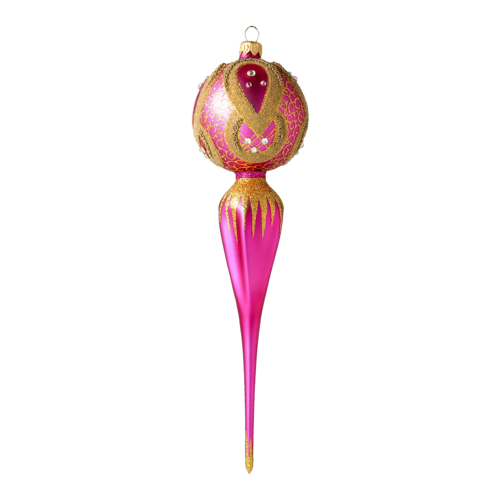 Gilded Magenta Reflector Drop Premium christmas glass ornament 2021-185
