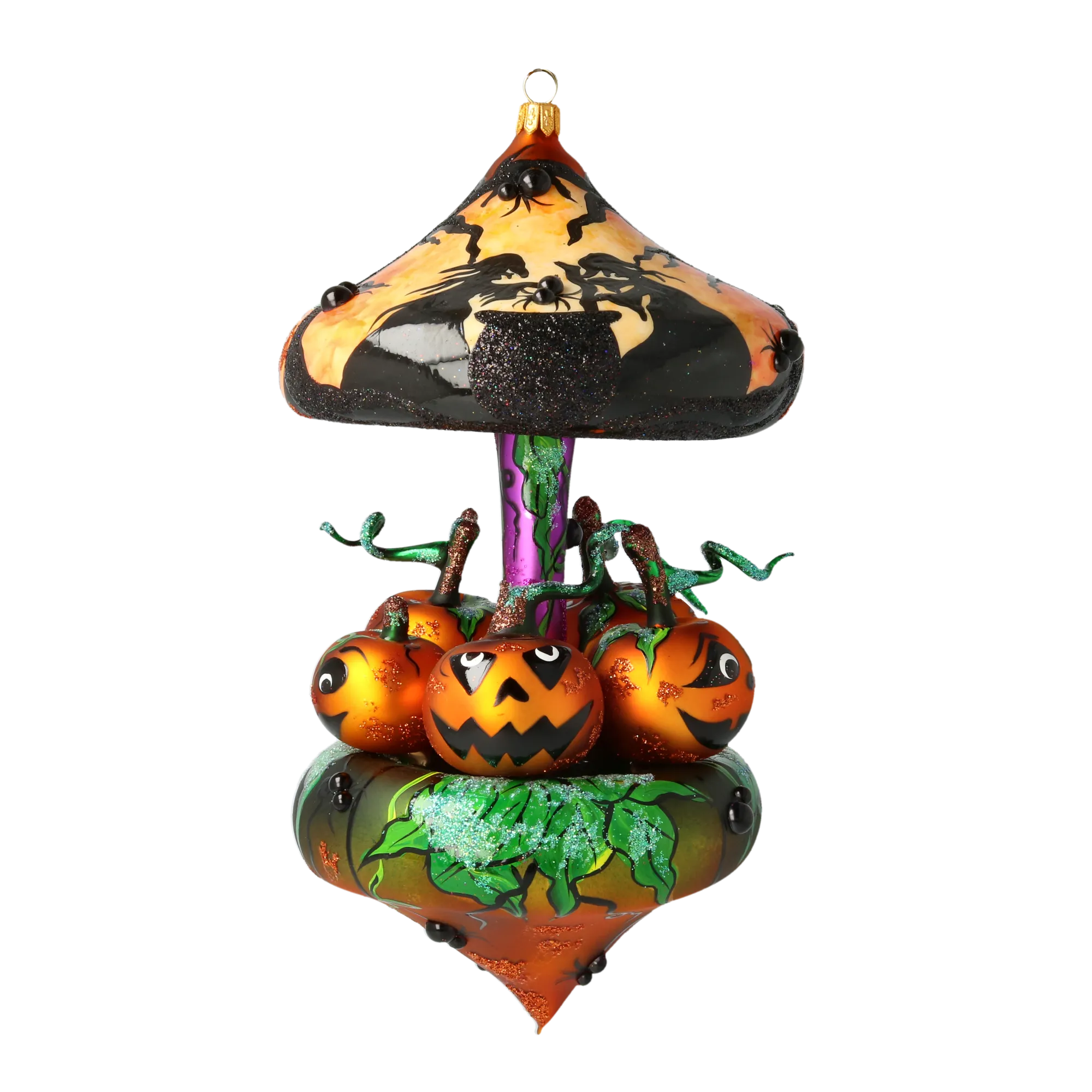 Pumpkin Carousel Whirling Pumpkin Parade Halloween Handmade Glass Christmas ornament 2021-205