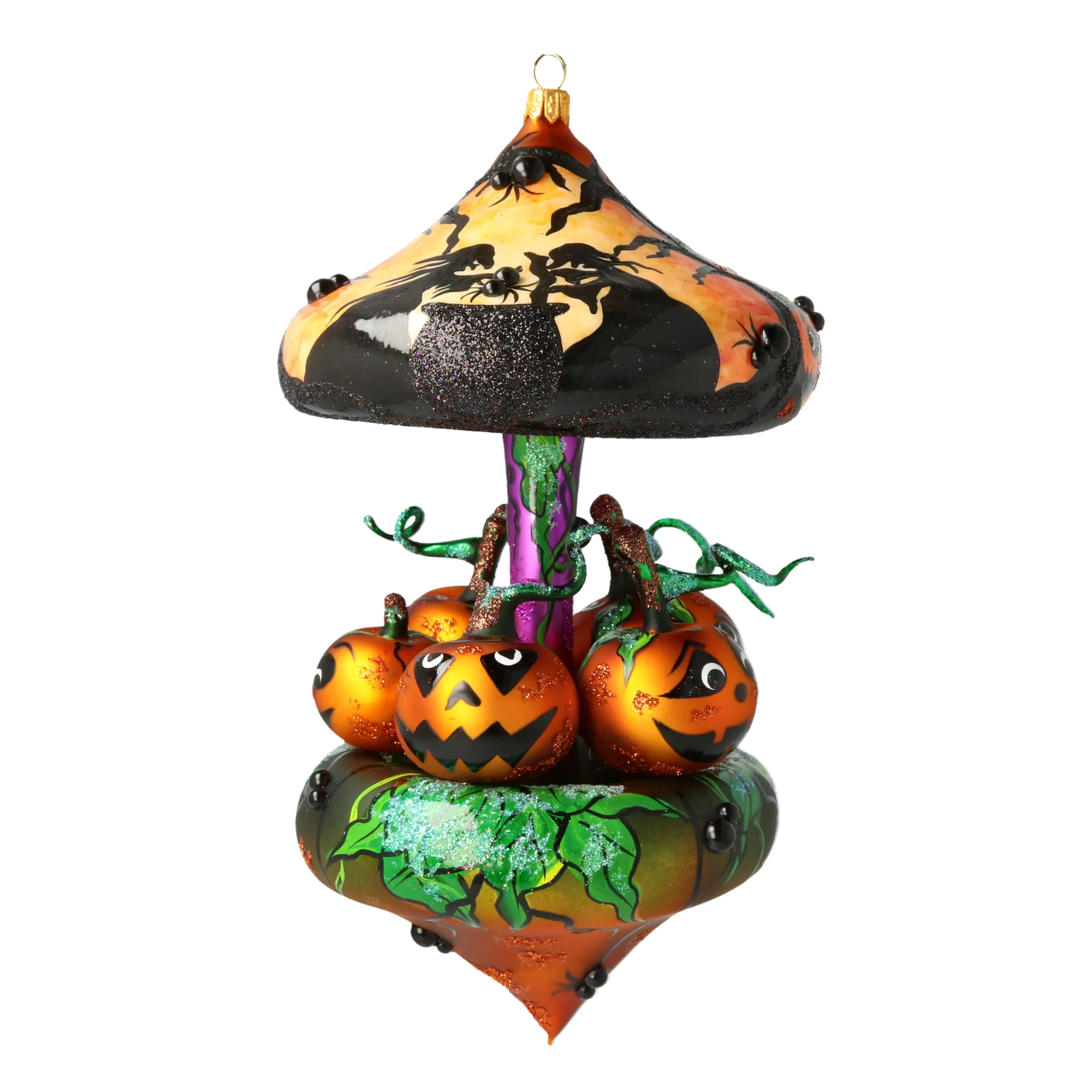 Pumpkin Carousel Whirling Pumpkin Parade Halloween Handmade Glass Christmas ornament 2021-205
