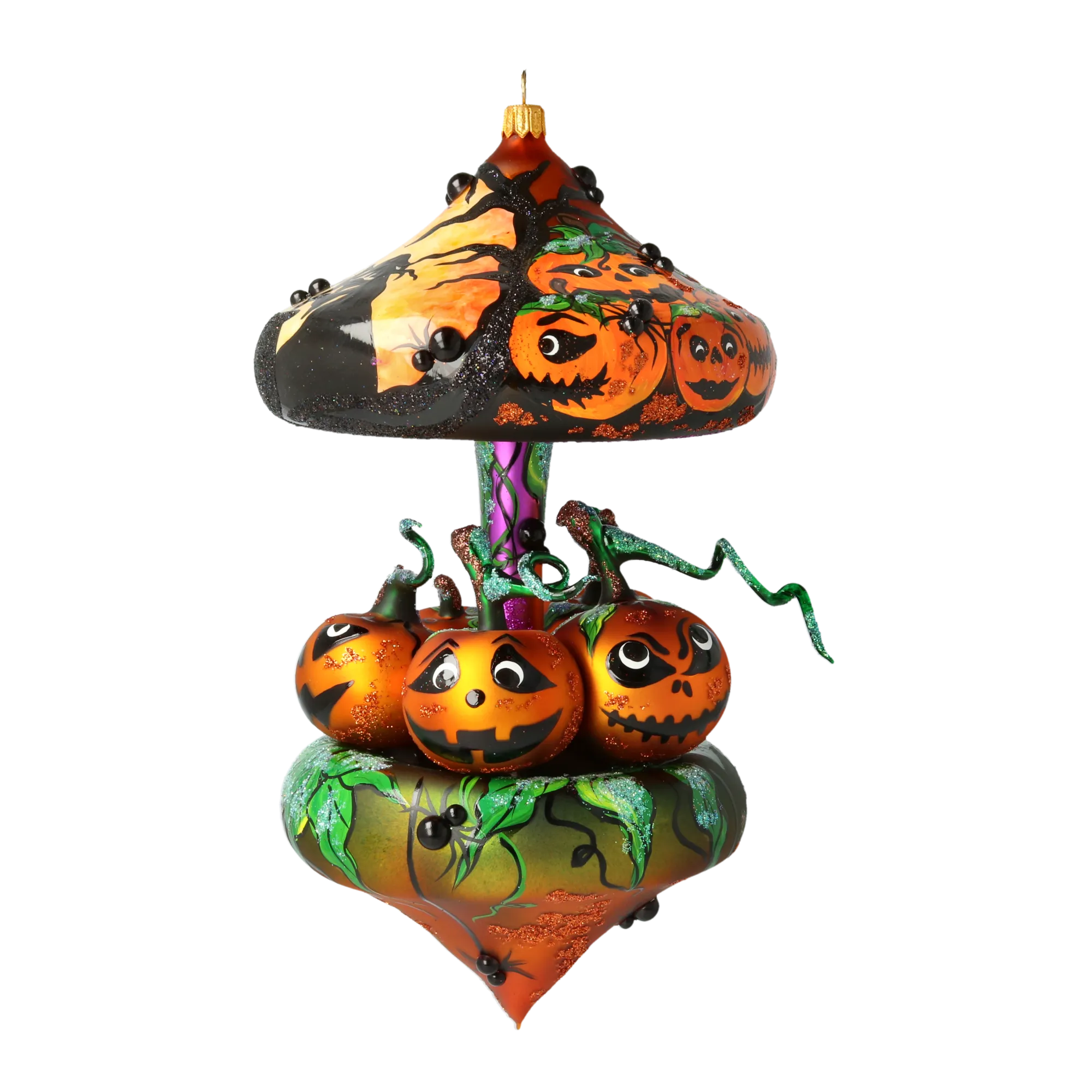 Pumpkin Carousel Whirling Pumpkin Parade Halloween Handmade Glass Christmas ornament 2021-205