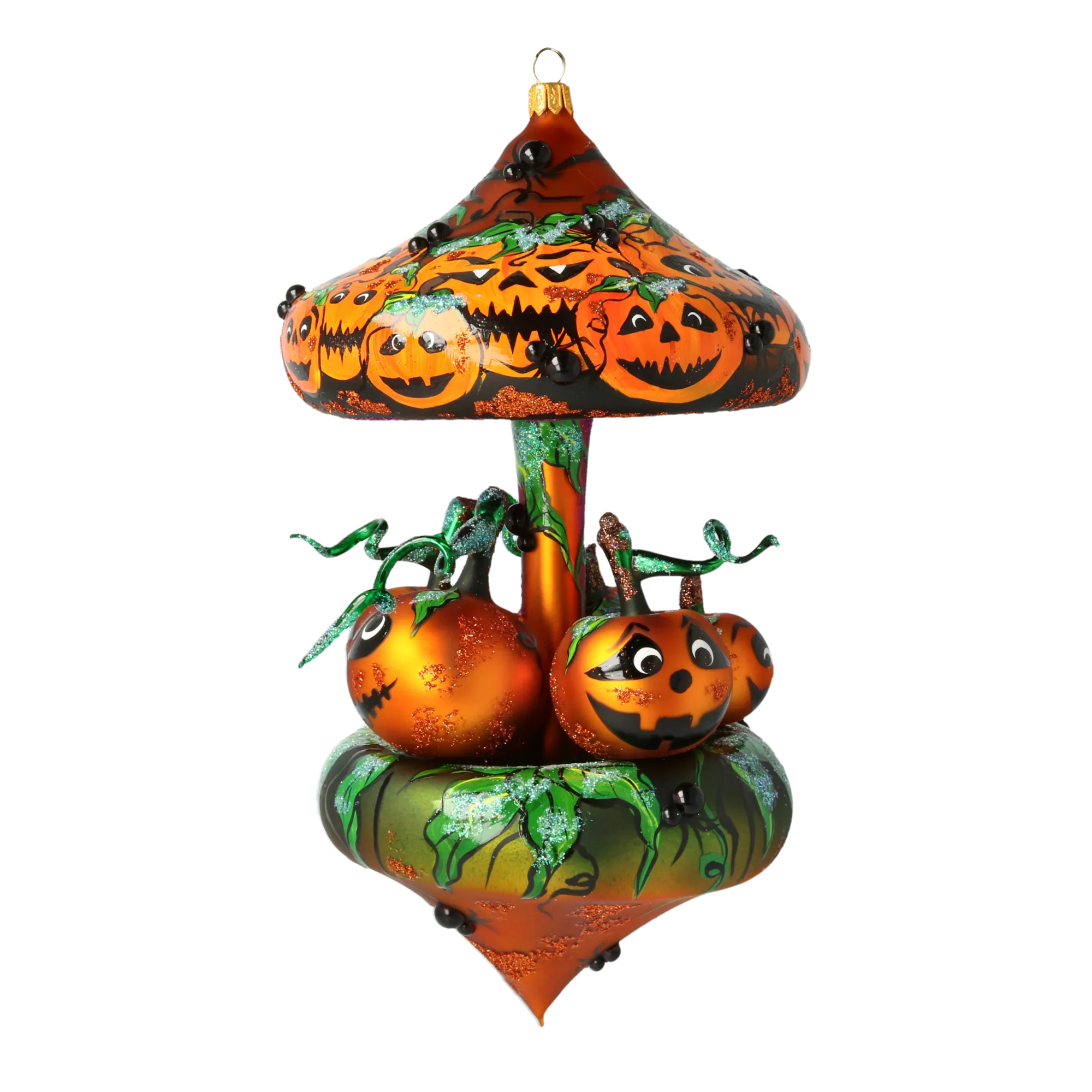 Pumpkin Carousel Whirling Pumpkin Parade Halloween Handmade Glass Christmas ornament 2021-205