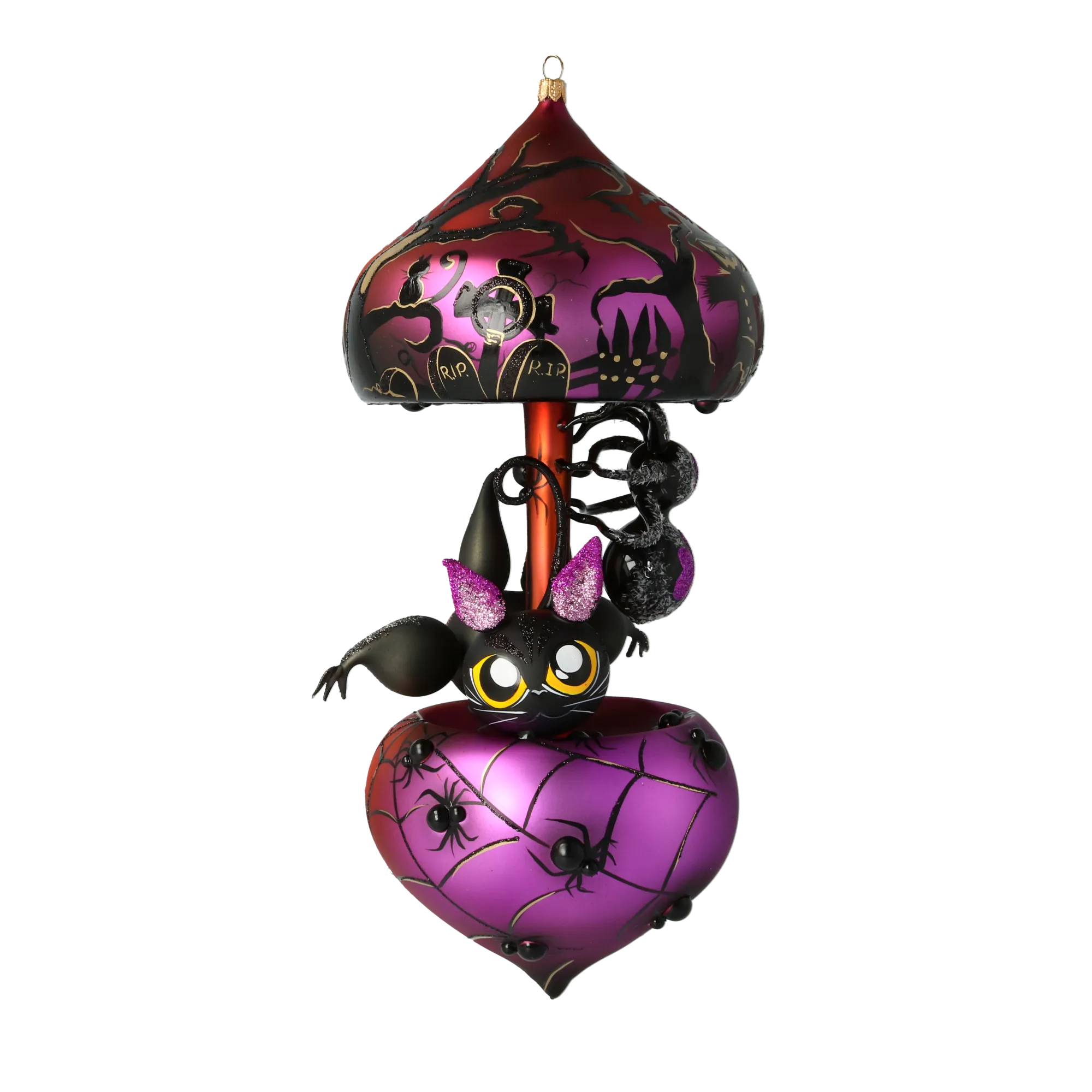 Watchful Velvet Heart | Hand-Painted Glass Ornament | Blubom 2021-206