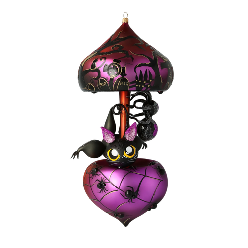 Watchful Velvet Heart | Hand-Painted Glass Ornament | Blubom 2021-206