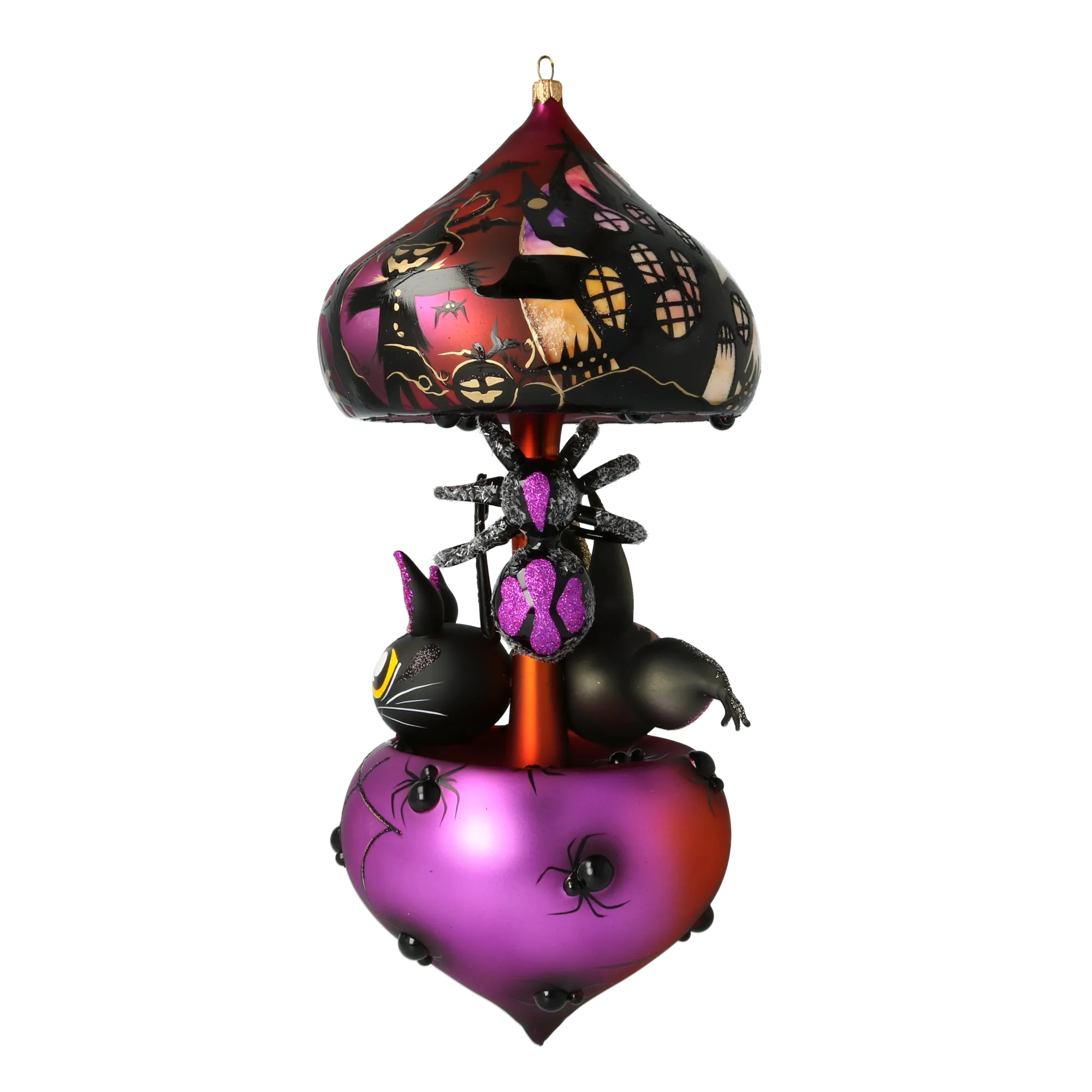 Watchful Velvet Heart | Hand-Painted Glass Ornament | Blubom 2021-206