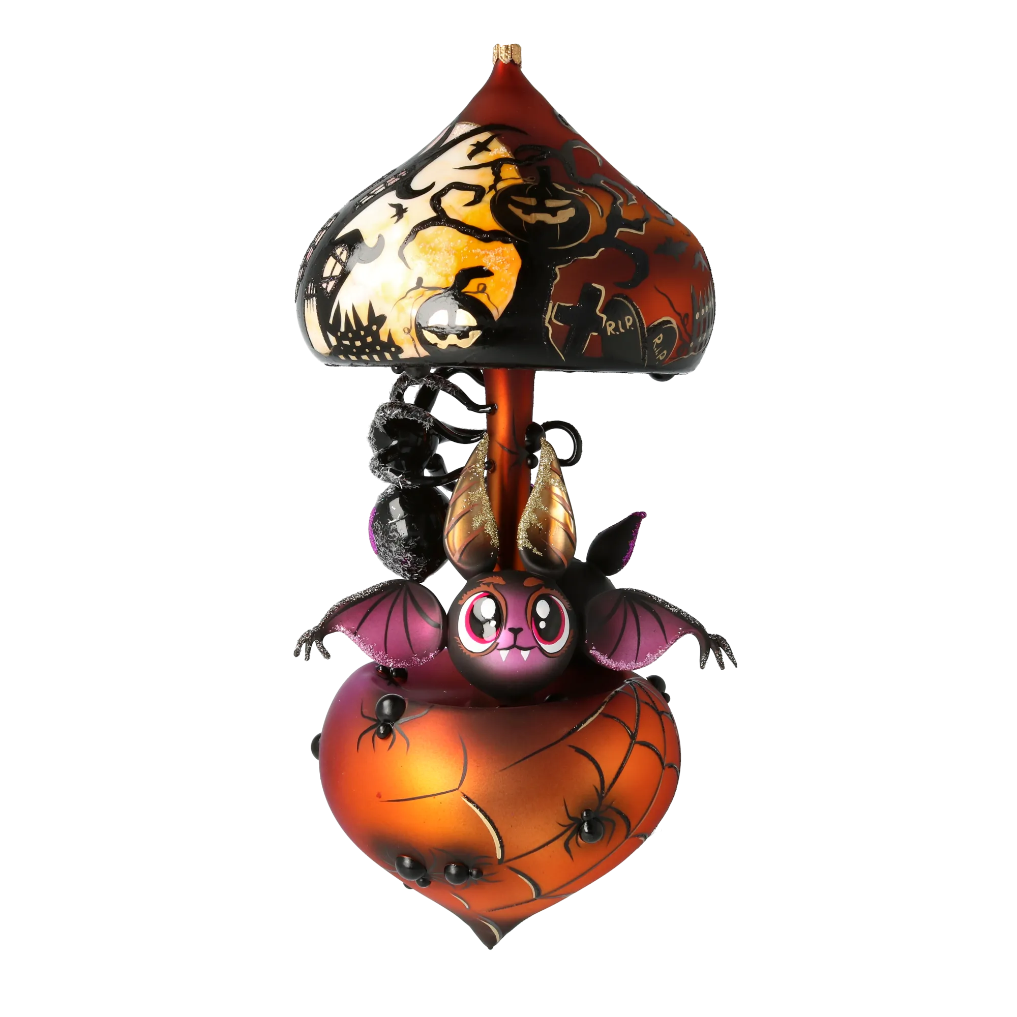 Watchful Velvet Heart | Hand-Painted Glass Ornament | Blubom 2021-206