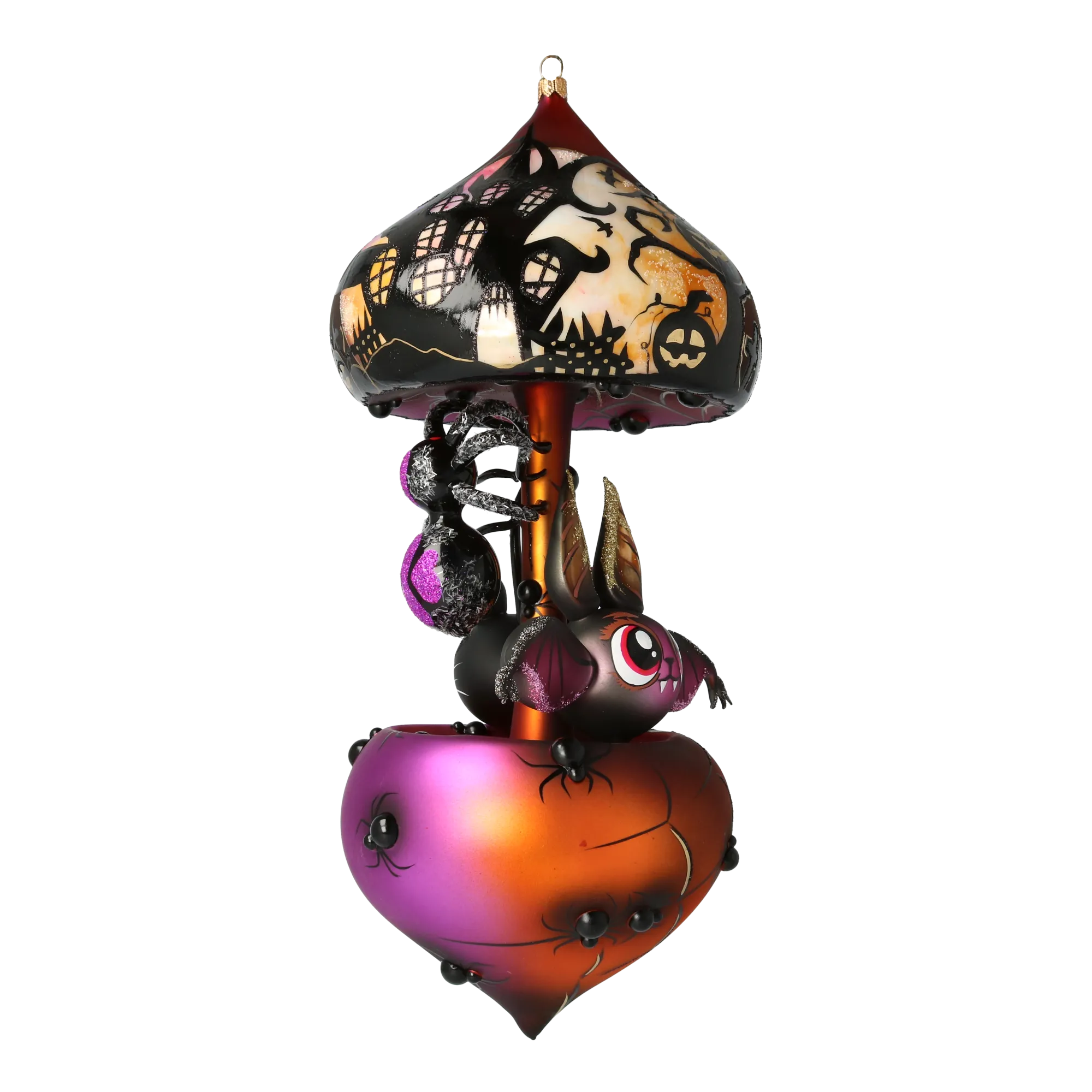 Watchful Velvet Heart | Hand-Painted Glass Ornament | Blubom 2021-206