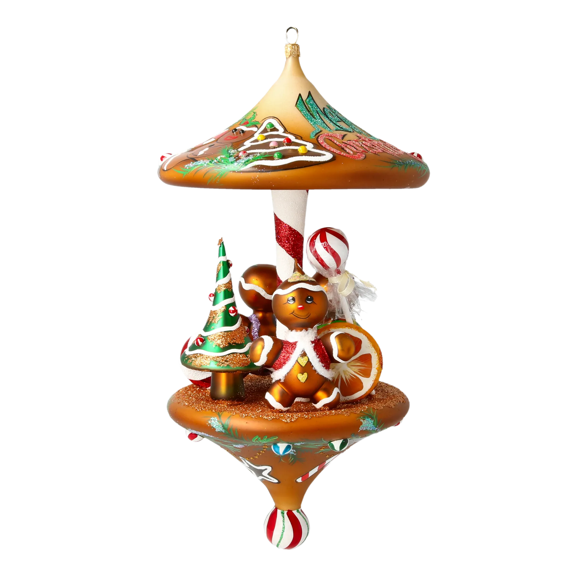 Gilded Gingerbread Carousel Premium christmas glass ornament 2021-212