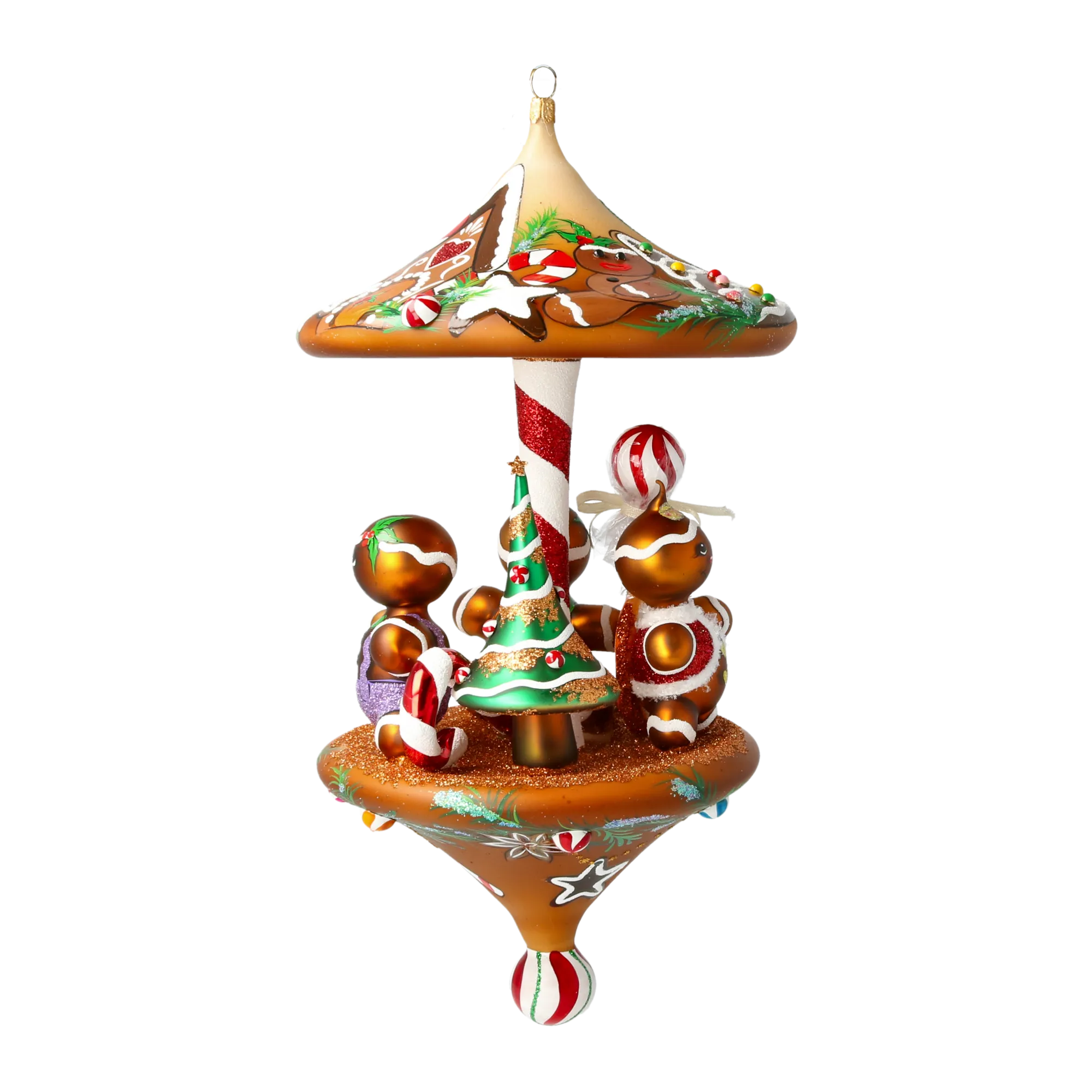 Gilded Gingerbread Carousel Premium christmas glass ornament 2021-212