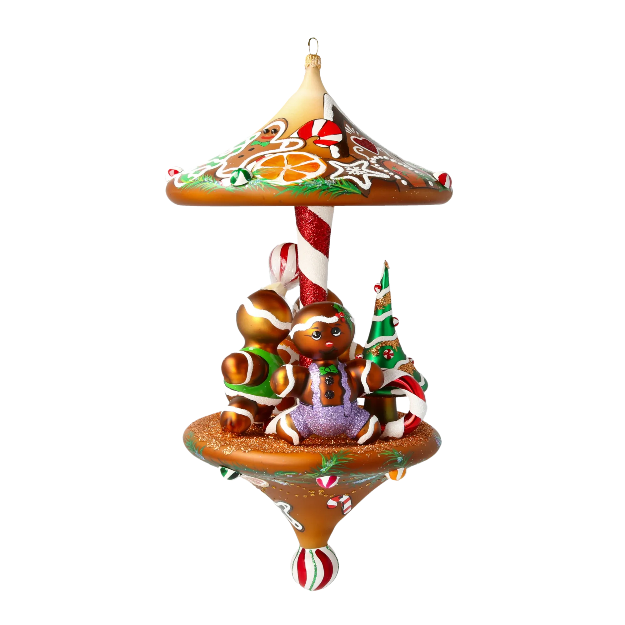 Gilded Gingerbread Carousel Premium christmas glass ornament 2021-212