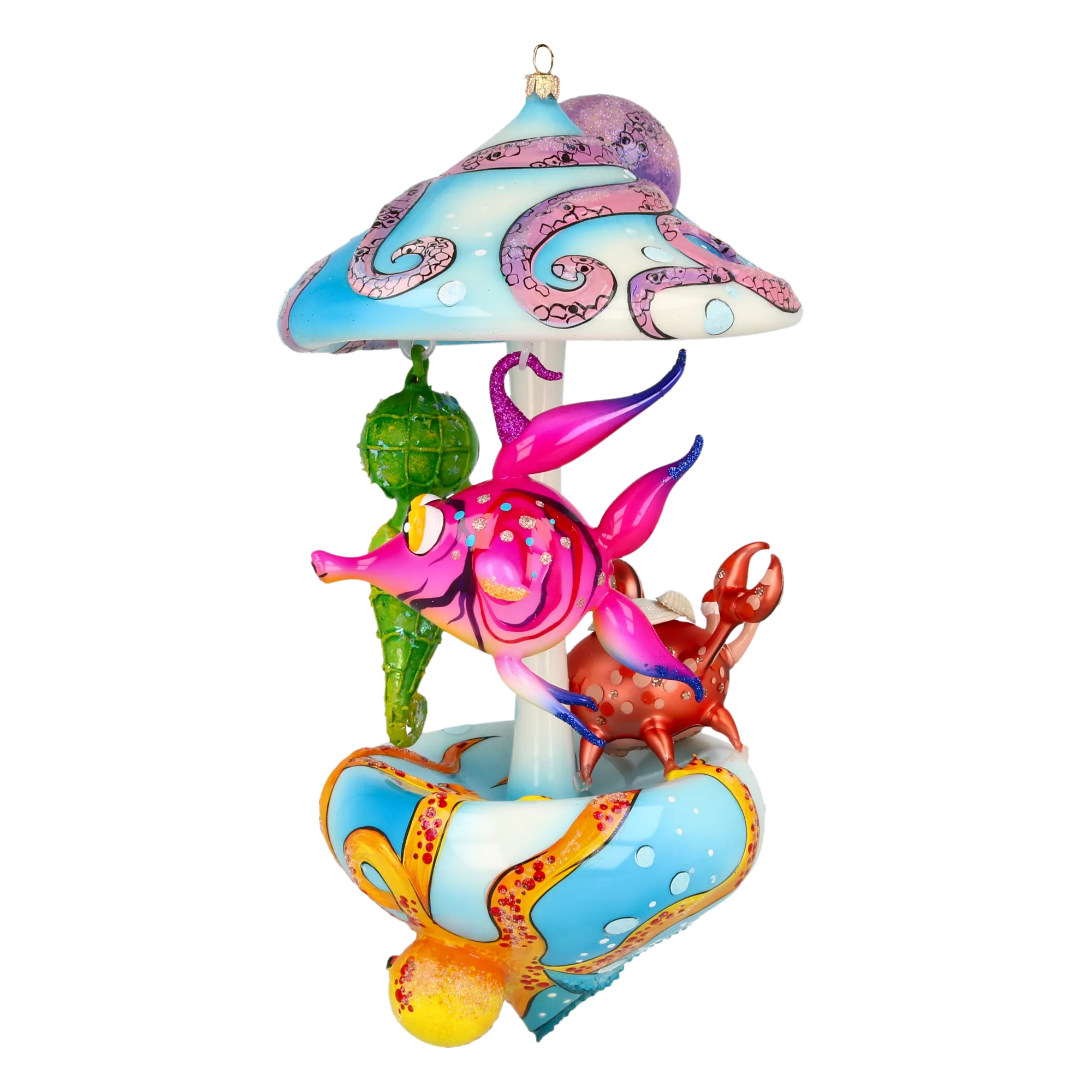 Ocean Fairytale Carousel Handmade Glass Christmas ornament 2021-213