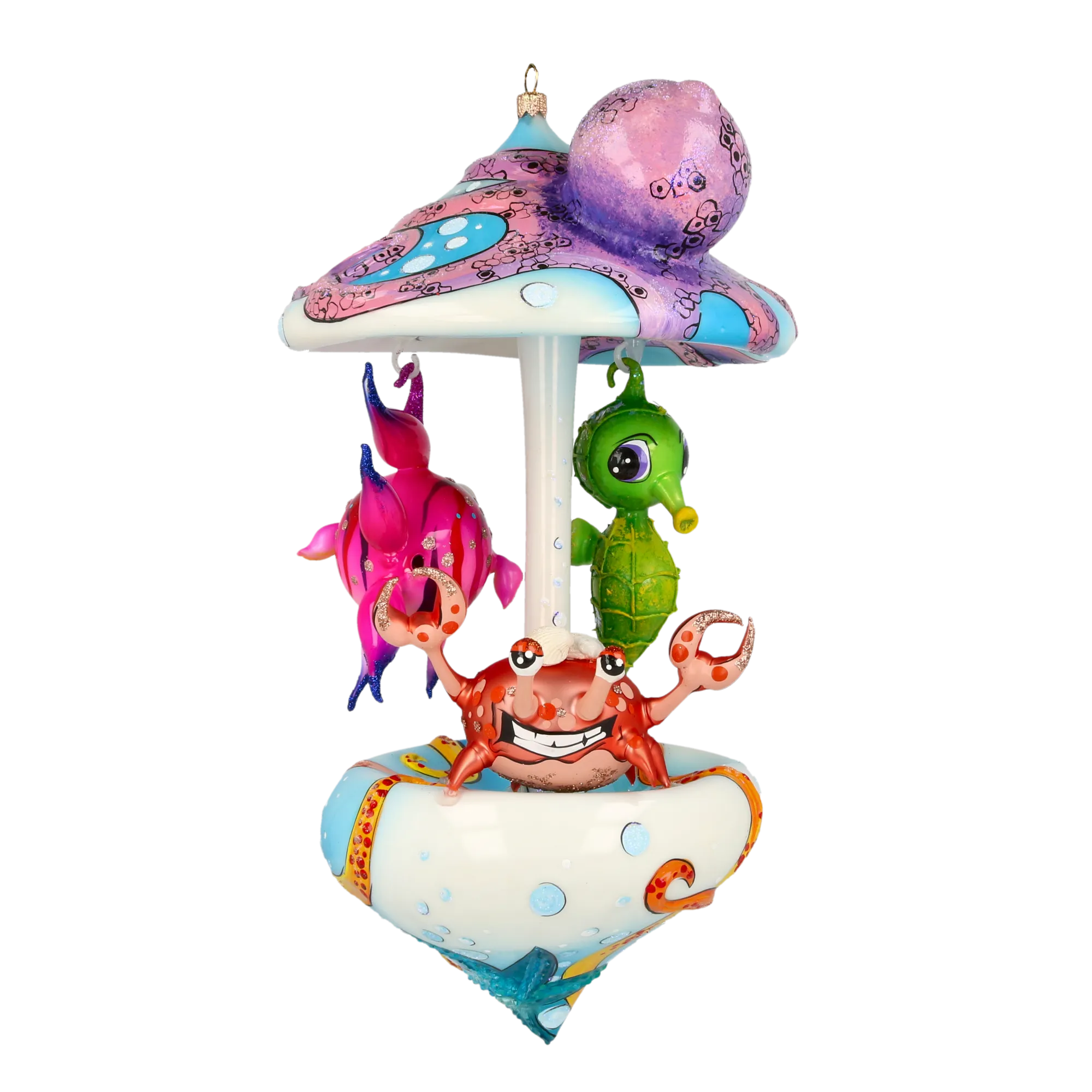 Ocean Fairytale Carousel Handmade Glass Christmas ornament 2021-213