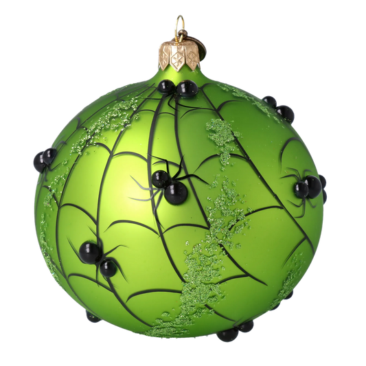 Halloween spider web. Handmade Glass Christmas ornament. 2021-221