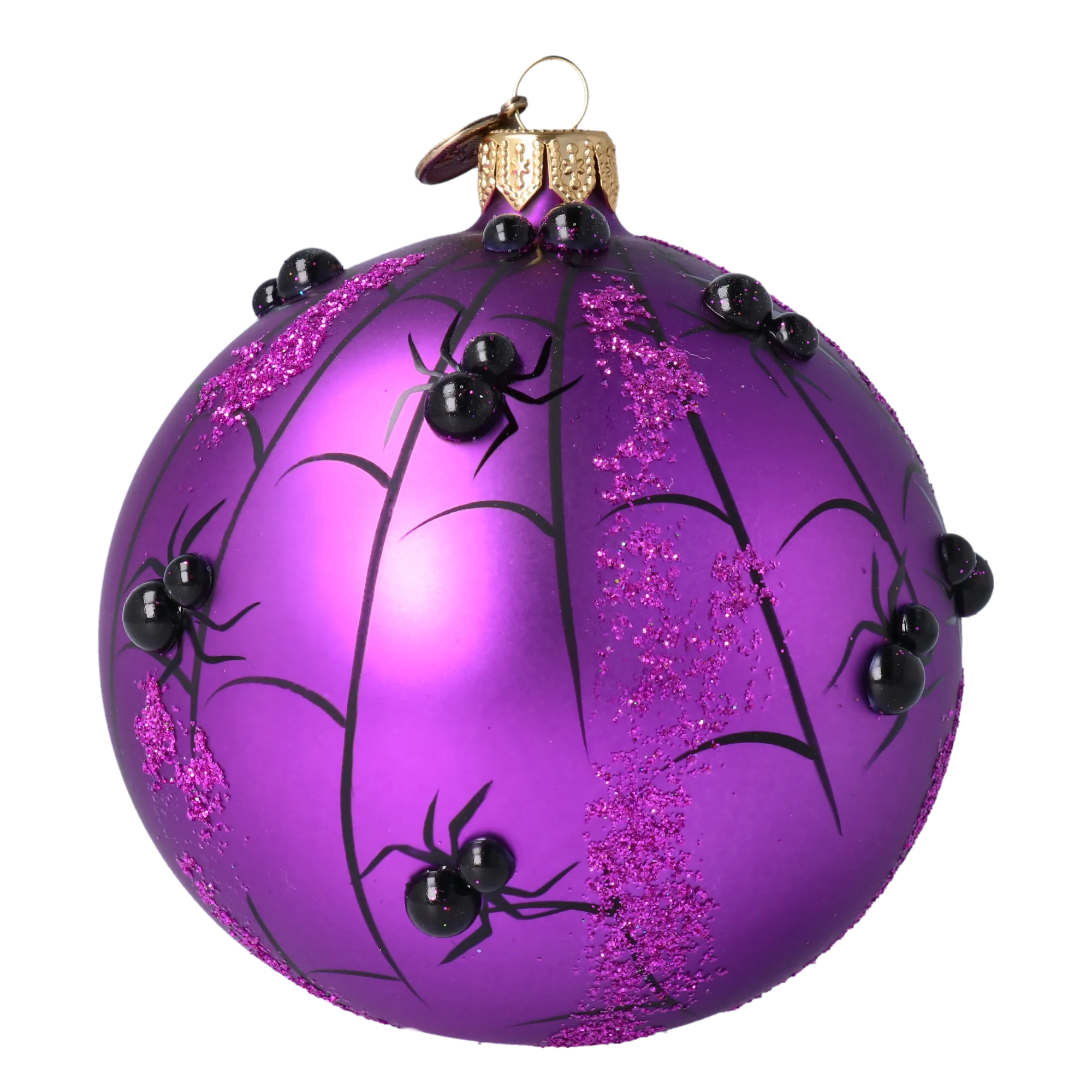 Bomb Purple Spider Web. Handmade Glass Christmas ornament. 2021-222