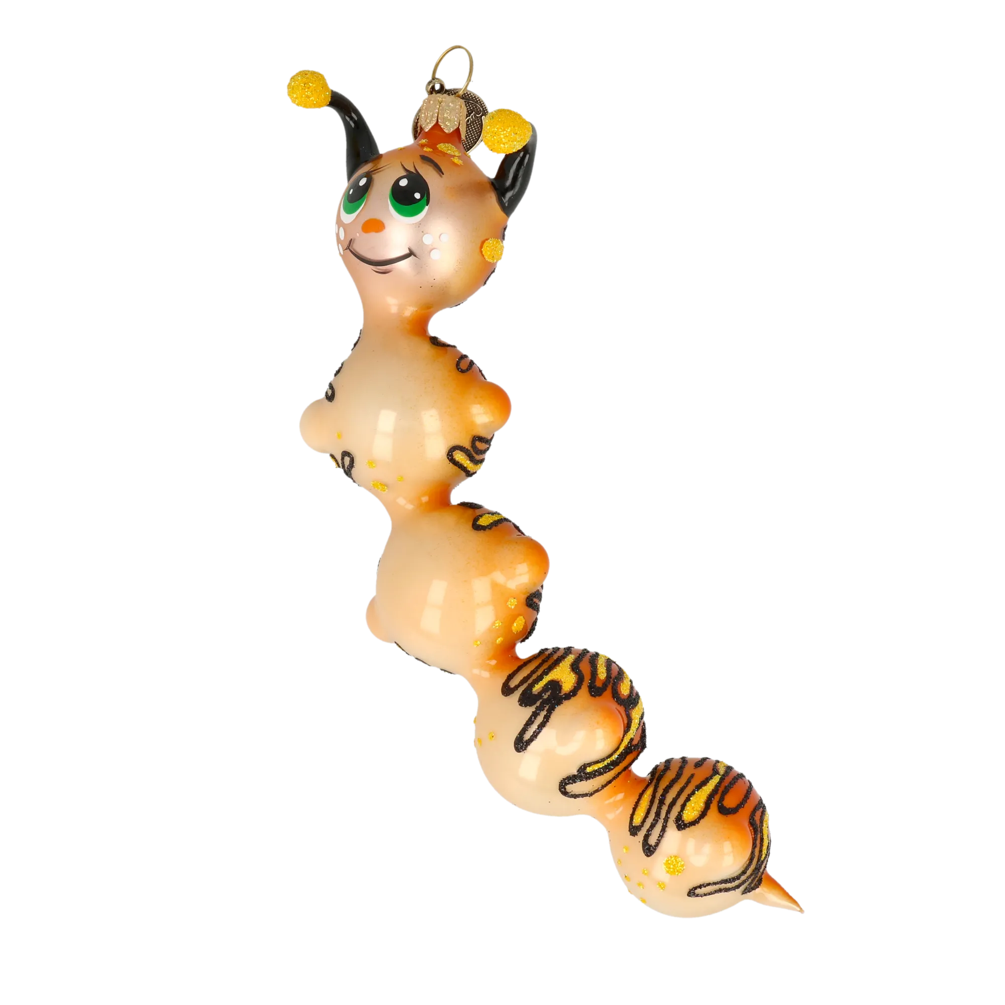 Golden Amber Caterpillar Premium christmas glass ornament 2022-010