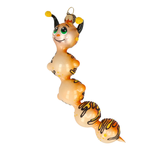 Golden Amber Caterpillar Premium christmas glass ornament 2022-010