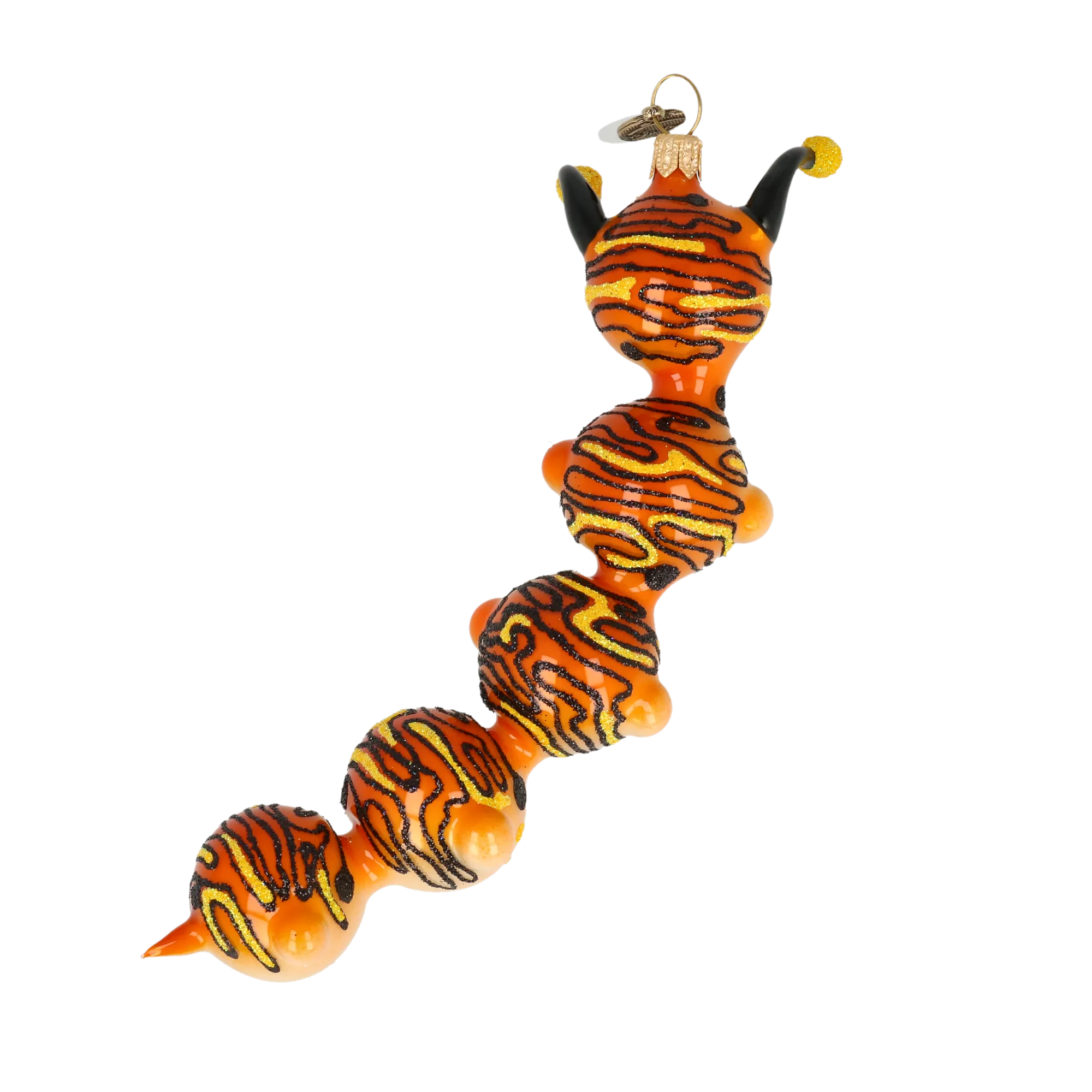 Golden Amber Caterpillar Premium christmas glass ornament 2022-010