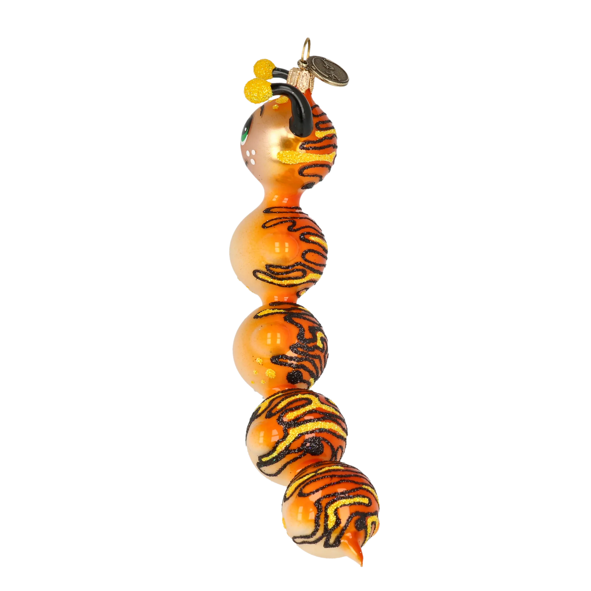 Golden Amber Caterpillar Premium christmas glass ornament 2022-010