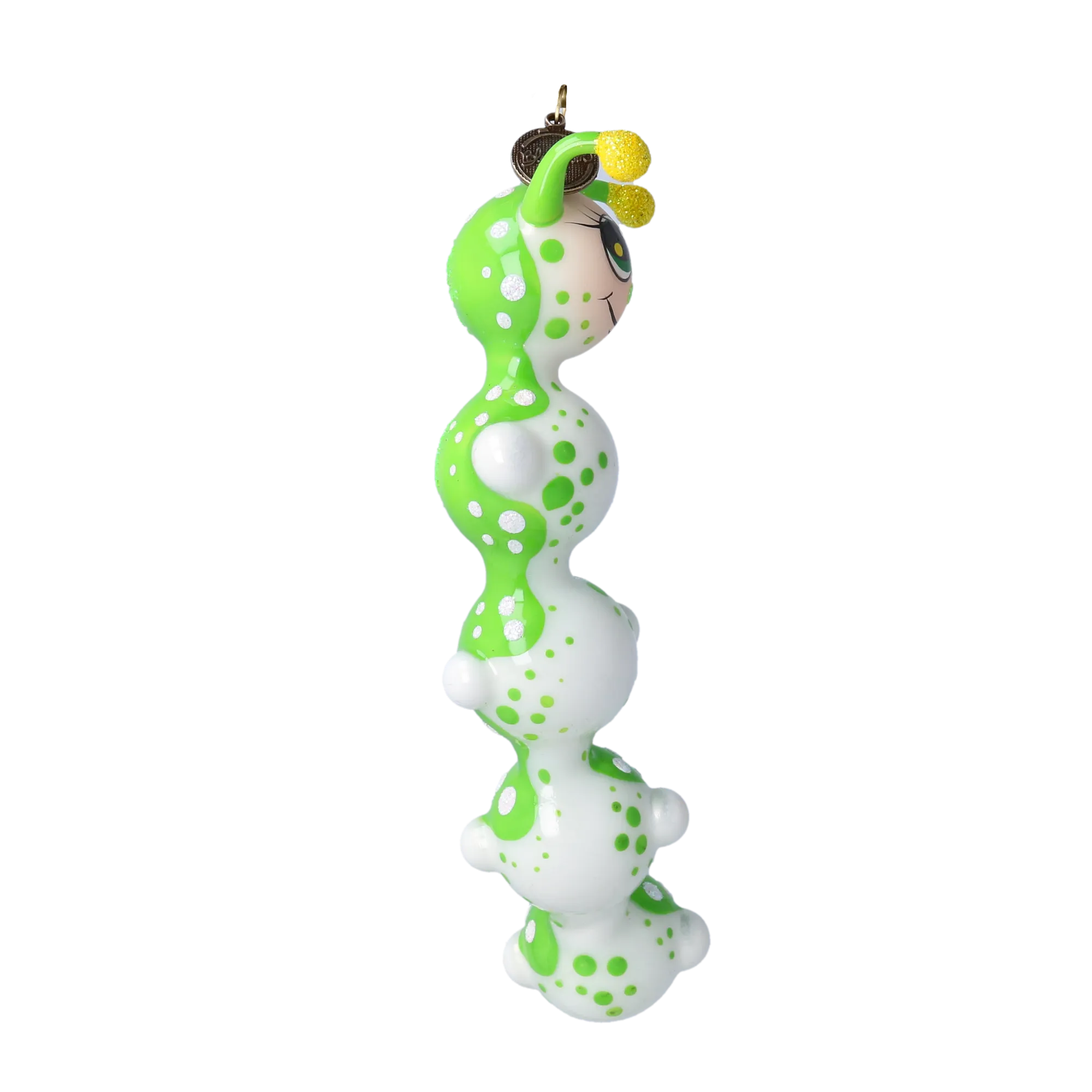 Emerald Spotted Caterpillar Premium christmas glass ornament 2022-012
