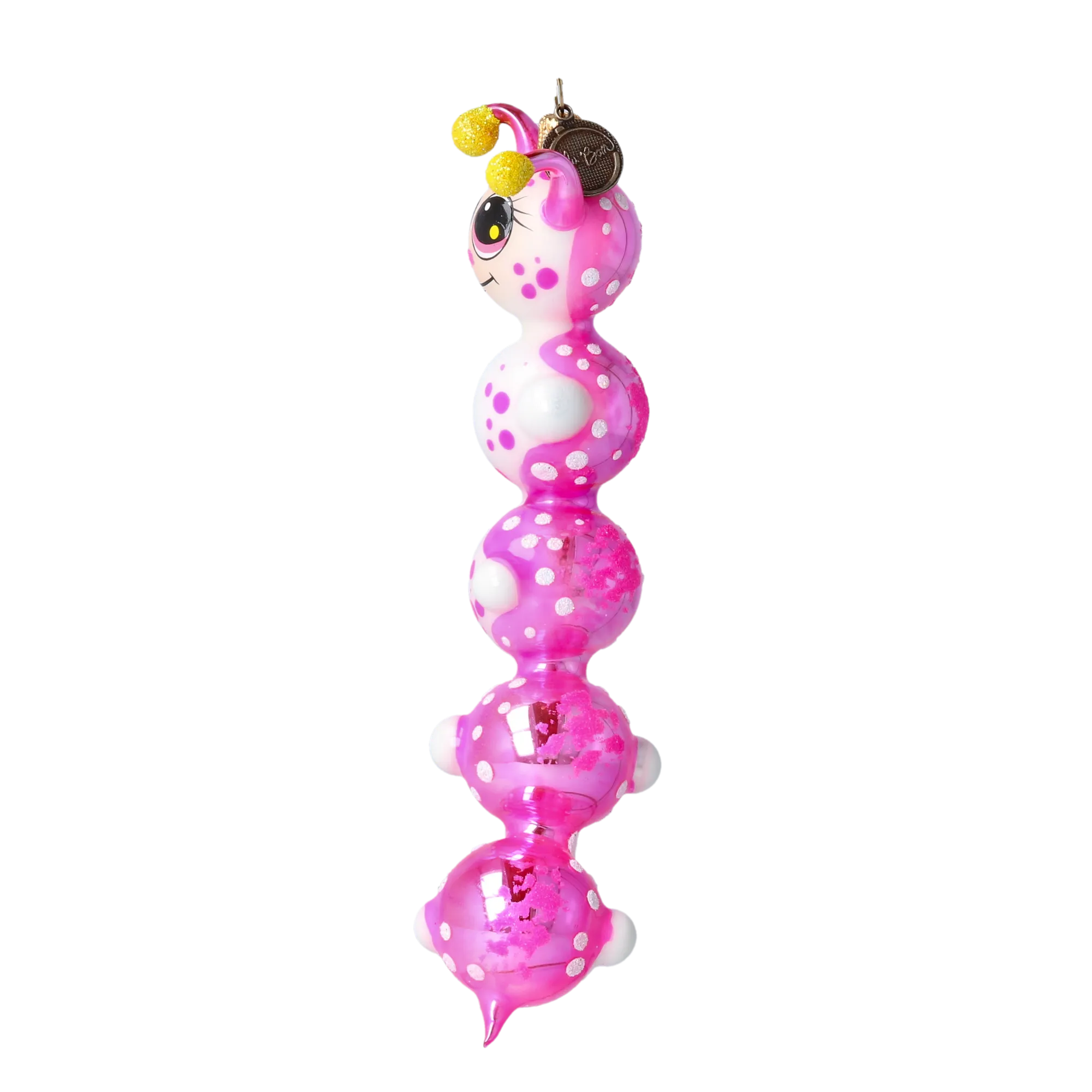 Earthworm Joyful Dot. Handmade Glass Christmas ornament. 2022-013