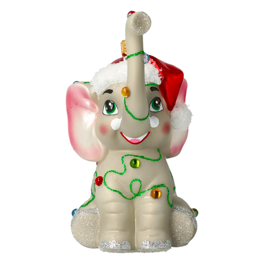 Słonik zaplątany w światełka Słoń Szklana Ozdoba