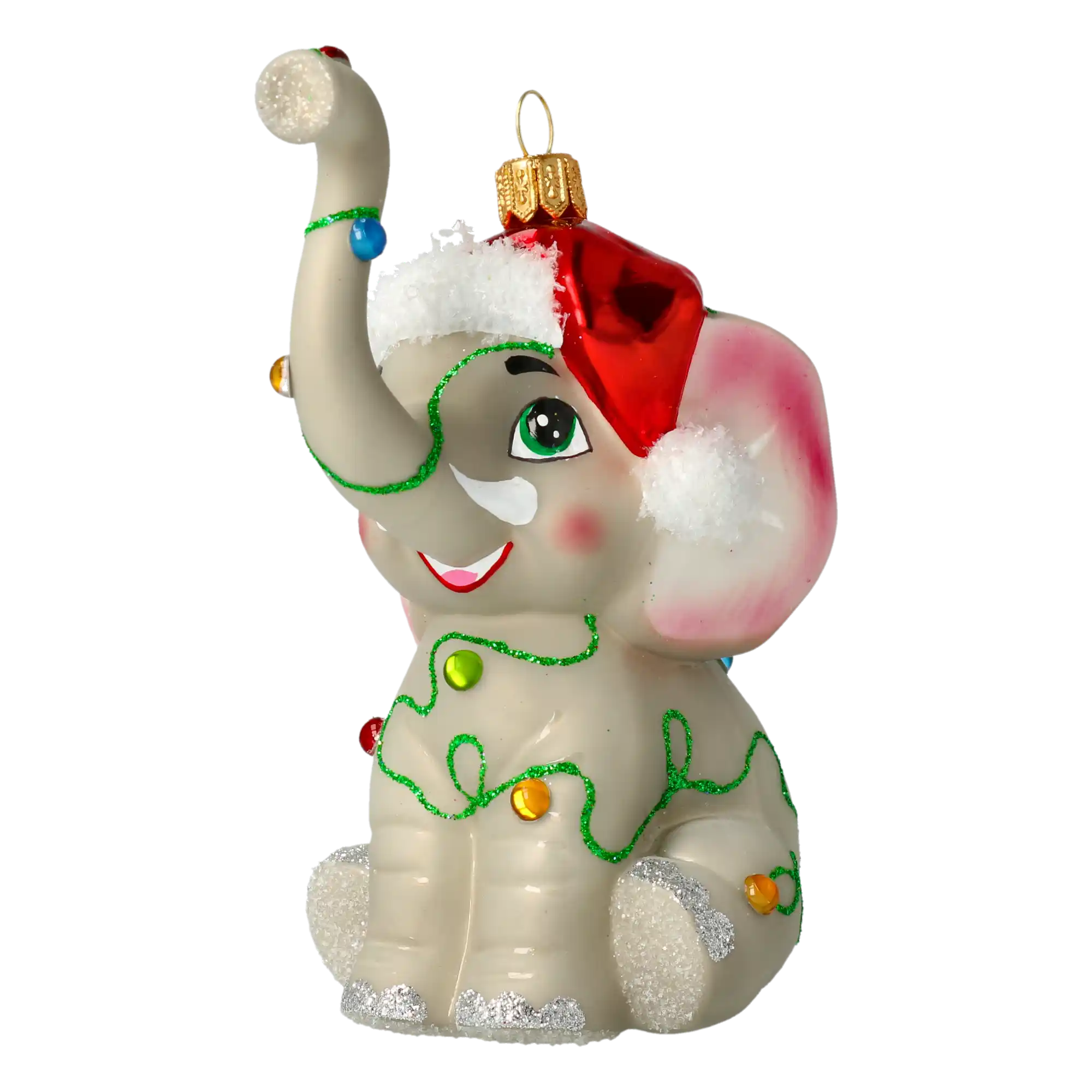 Słonik zaplątany w światełka Słoń Szklana Ozdoba