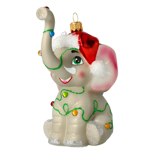 Słonik zaplątany w światełka Słoń Szklana Ozdoba