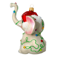 Załaduj obraz do przeglądarki galerii, Festive Santa Hat Elephant Premium christmas glass ornament 2022-014
