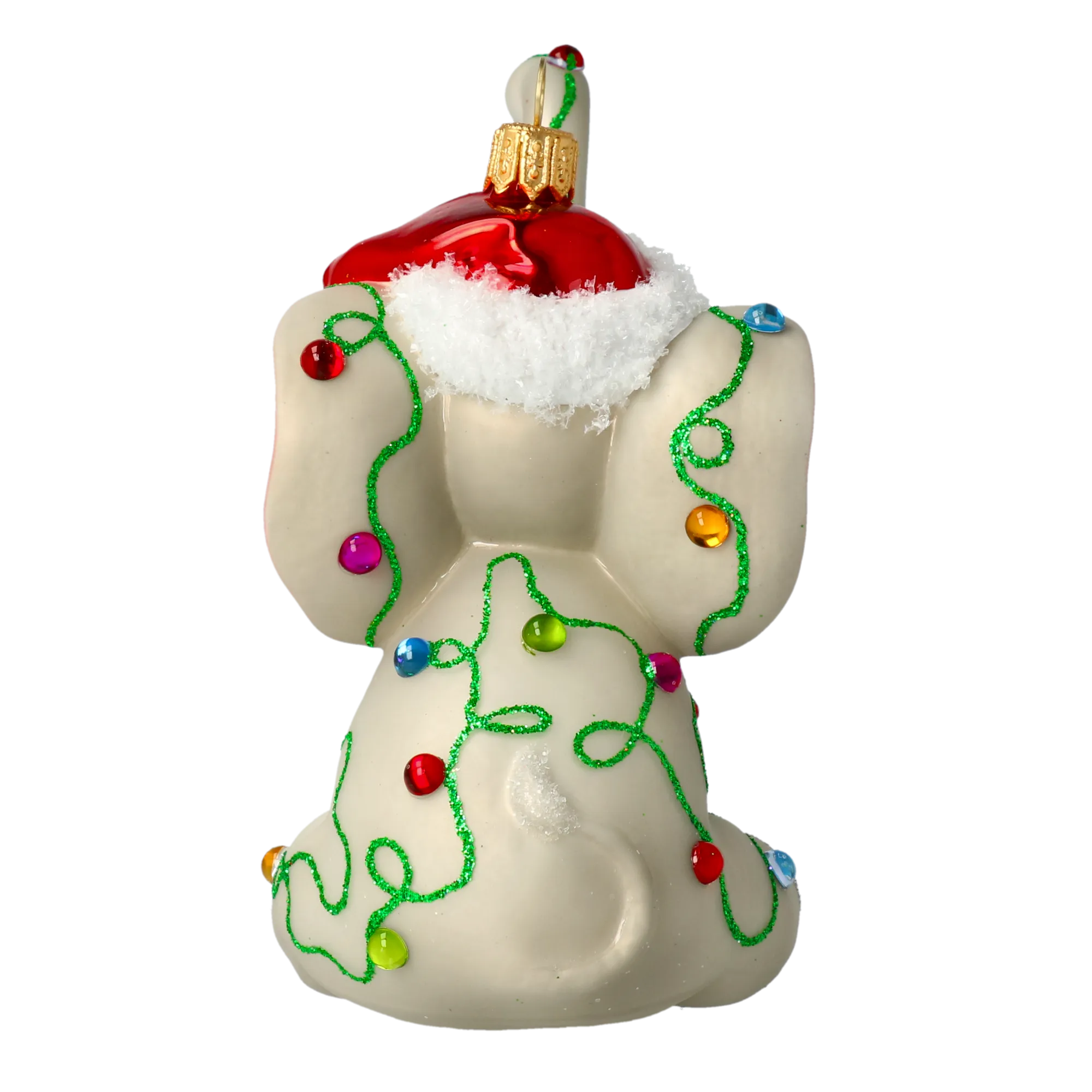 Festive Santa Hat Elephant Premium christmas glass ornament 2022-014