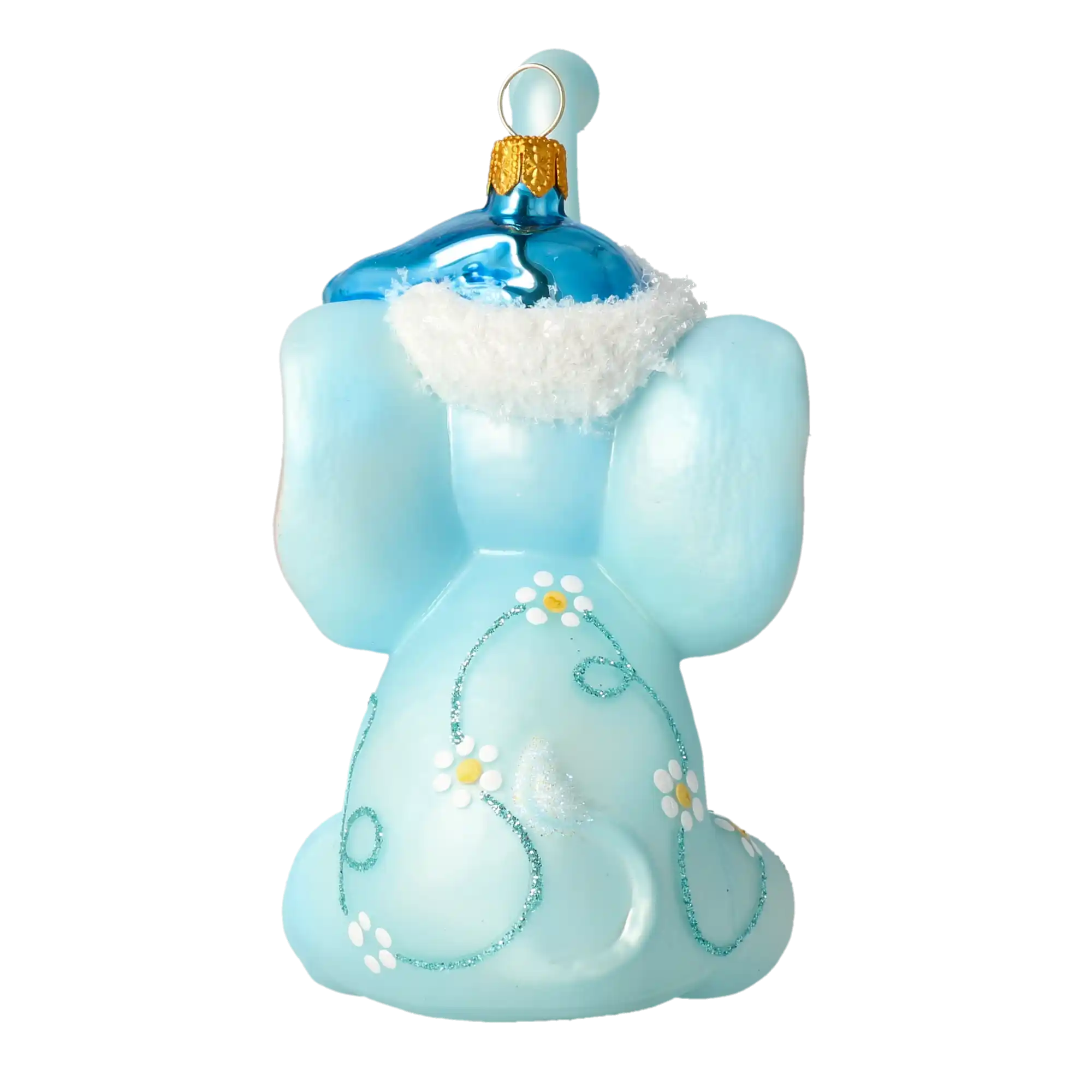 Niebieski Słoń w kwiaty Słonik Pierwsze Święta Dziecka Szklana Ozdoba