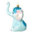 Load image into Gallery viewer, Sky Blue Santa Elephant Premium christmas glass ornament 2022-019
