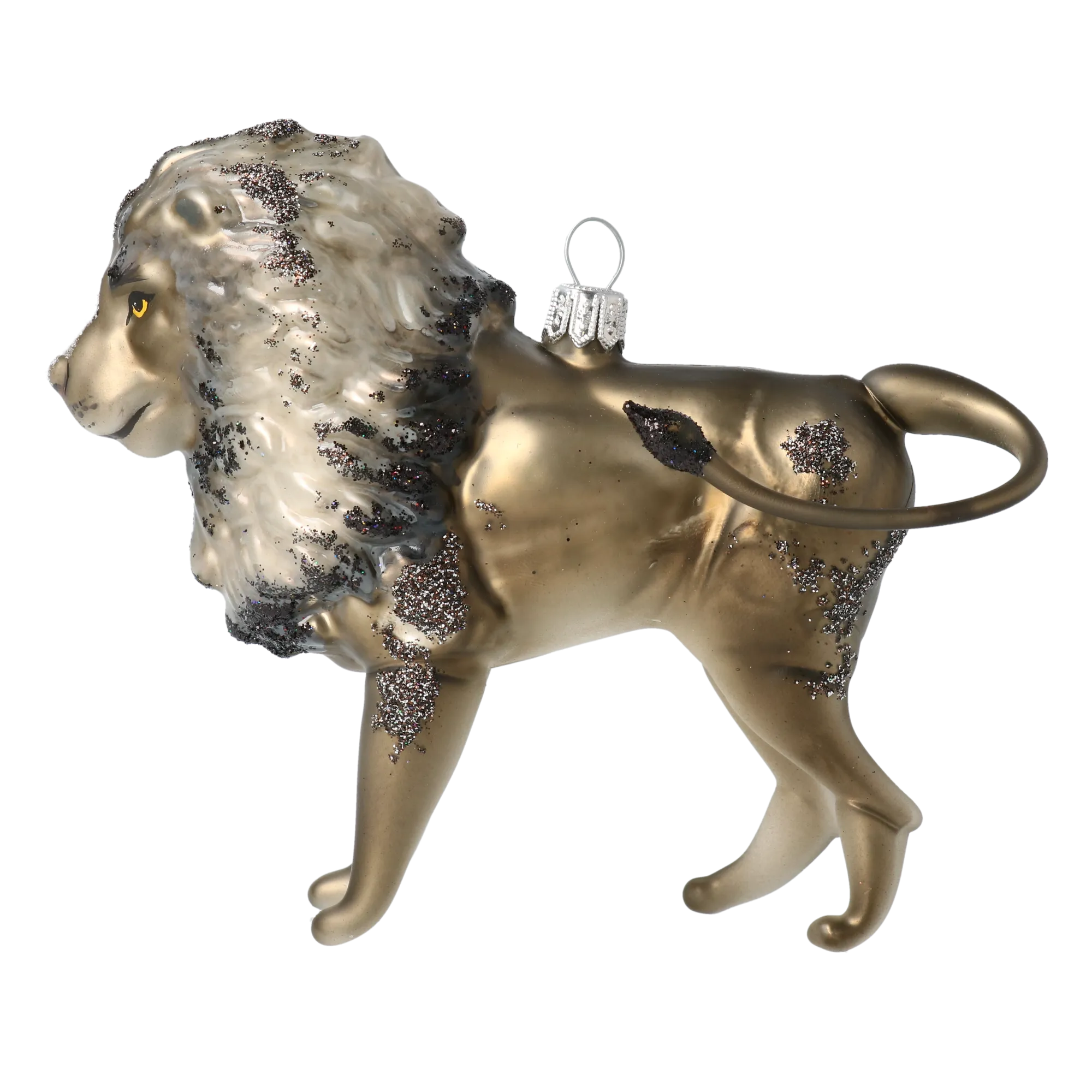 Silver Mane Lion Glass Ornament  Handmade Glass Christmas ornament. 2022-022