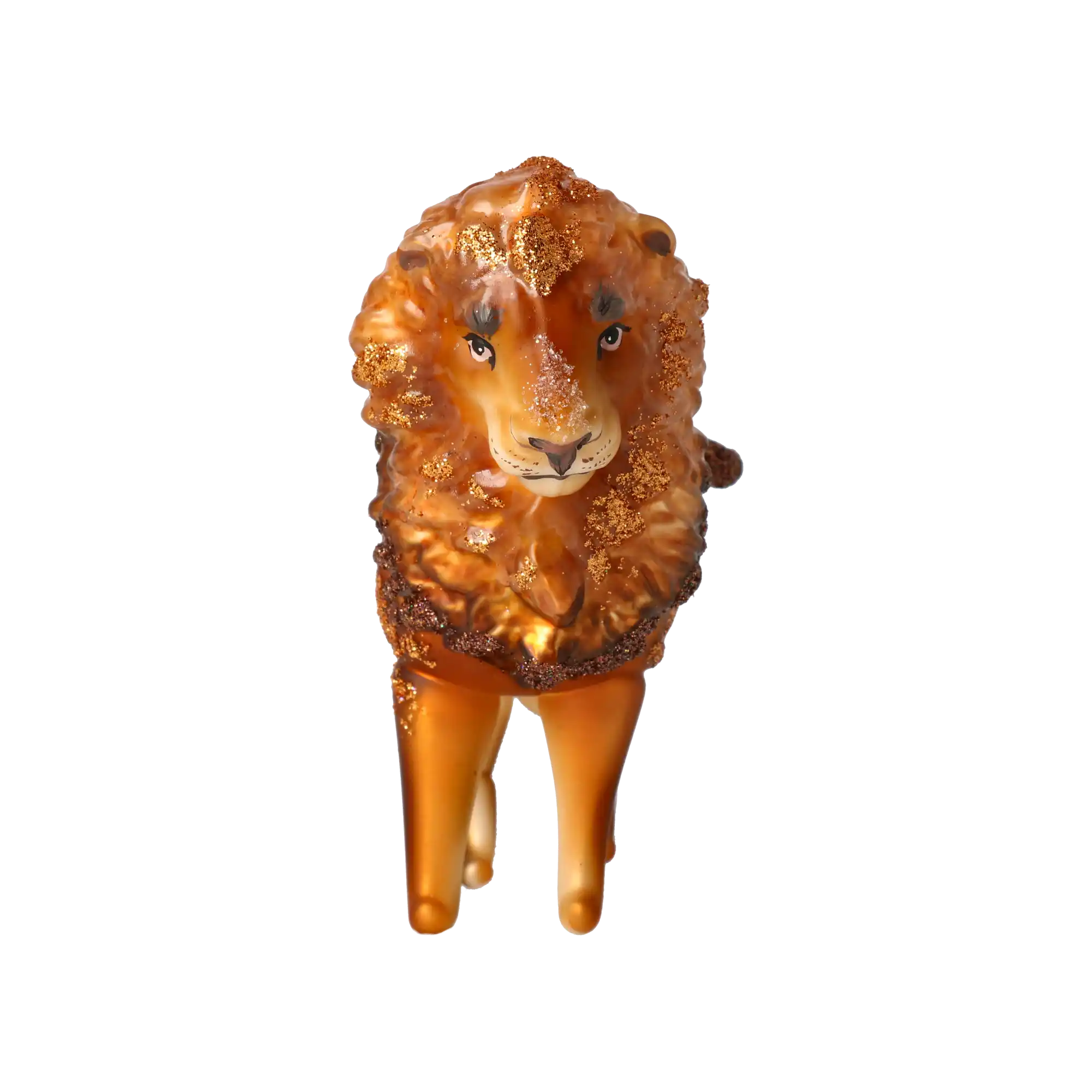 Szklana ozdoba świąteczna Lew ze Złotą Grzywą Ręcznie wykonana szklana ozdoba świąteczna
