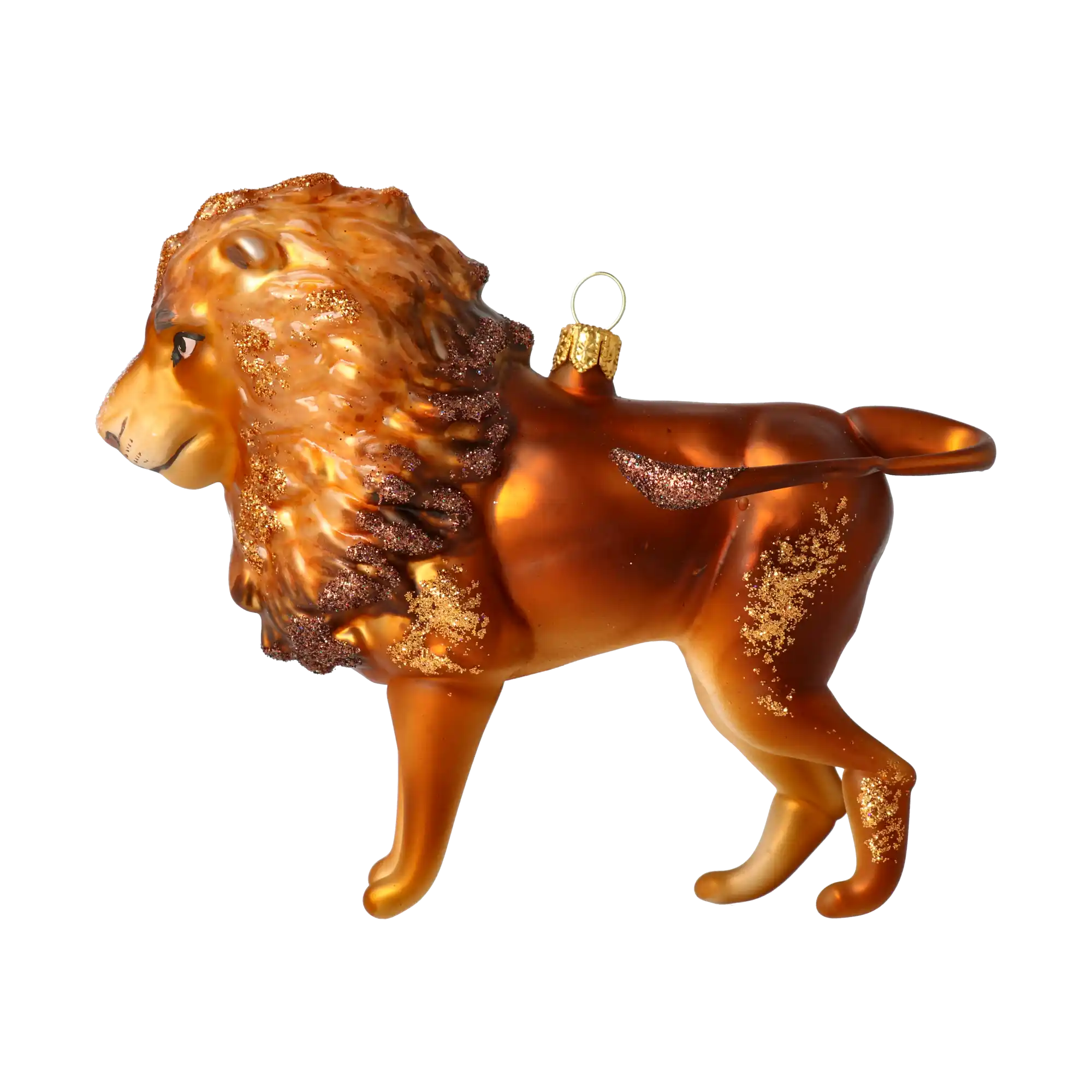 Szklana ozdoba świąteczna Lew ze Złotą Grzywą Ręcznie wykonana szklana ozdoba świąteczna