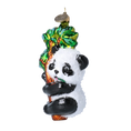 Załaduj obraz do przeglądarki galerii, Christmas Ornament Panda with Bamboo. Handmade Glass Christmas ornament. 2022-024
