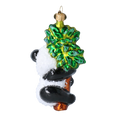 Załaduj obraz do przeglądarki galerii, Christmas Ornament Panda with Bamboo. Handmade Glass Christmas ornament. 2022-024
