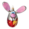Inquisitive Roseate Hare | Hand-Painted Glass Ornament | Blubom 2022-025