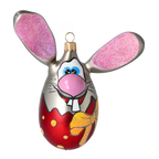 Inquisitive Roseate Hare | Hand-Painted Glass Ornament | Blubom 2022-025