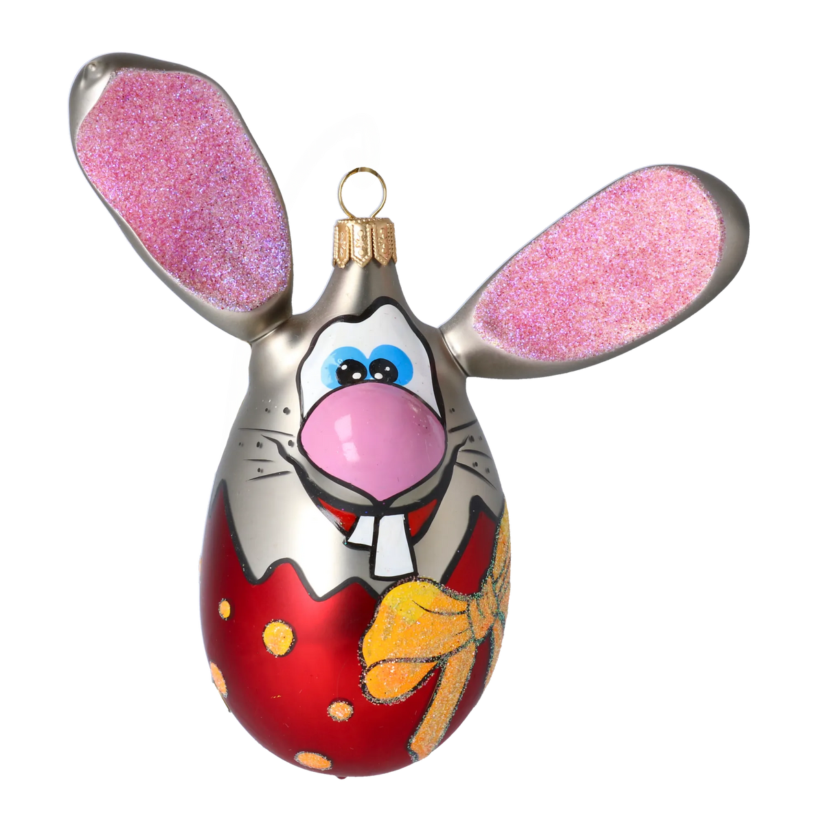 Inquisitive Roseate Hare | Hand-Painted Glass Ornament | Blubom 2022-025