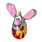 Inquisitive Roseate Hare | Hand-Painted Glass Ornament | Blubom 2022-025