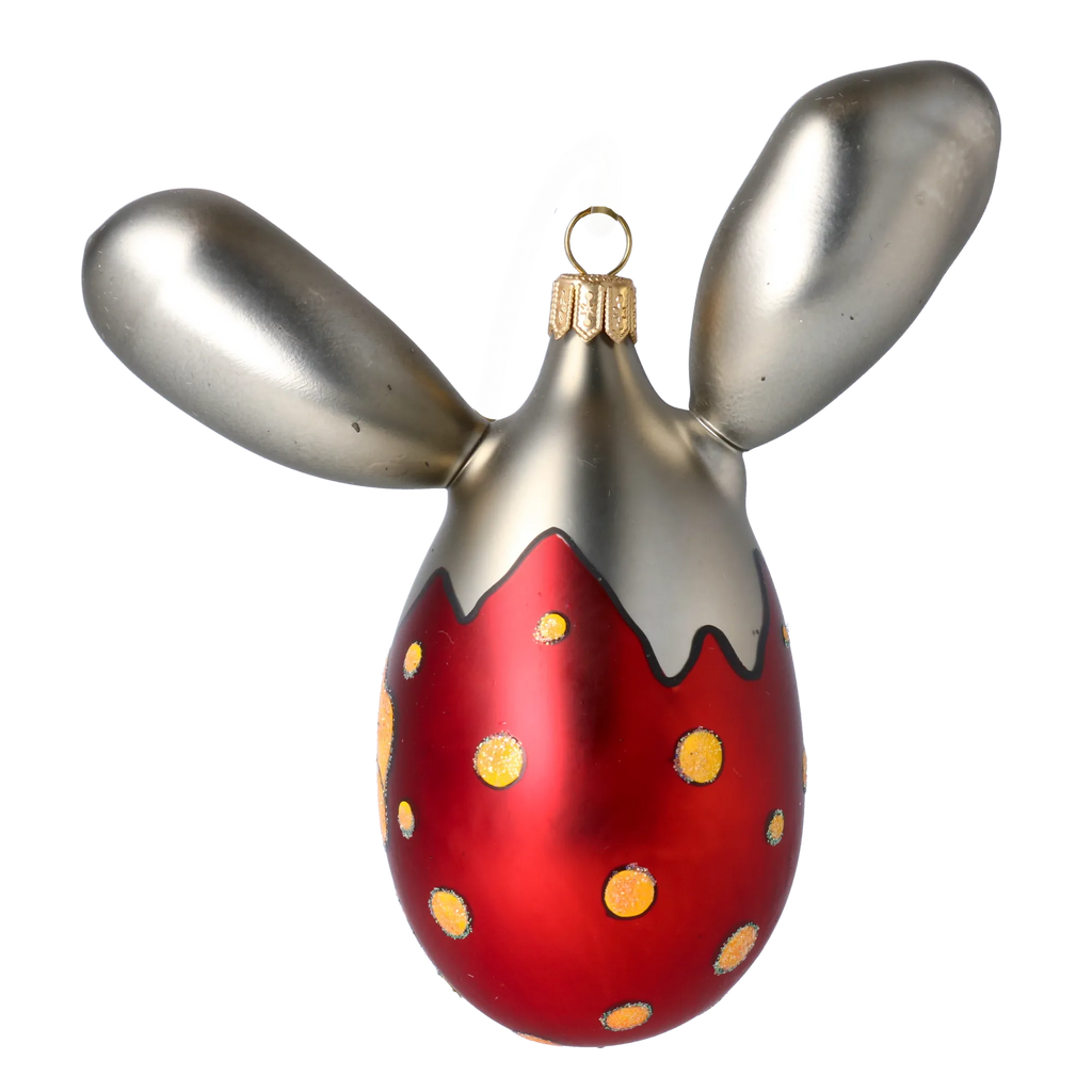 Inquisitive Roseate Hare | Hand-Painted Glass Ornament | Blubom 2022-025