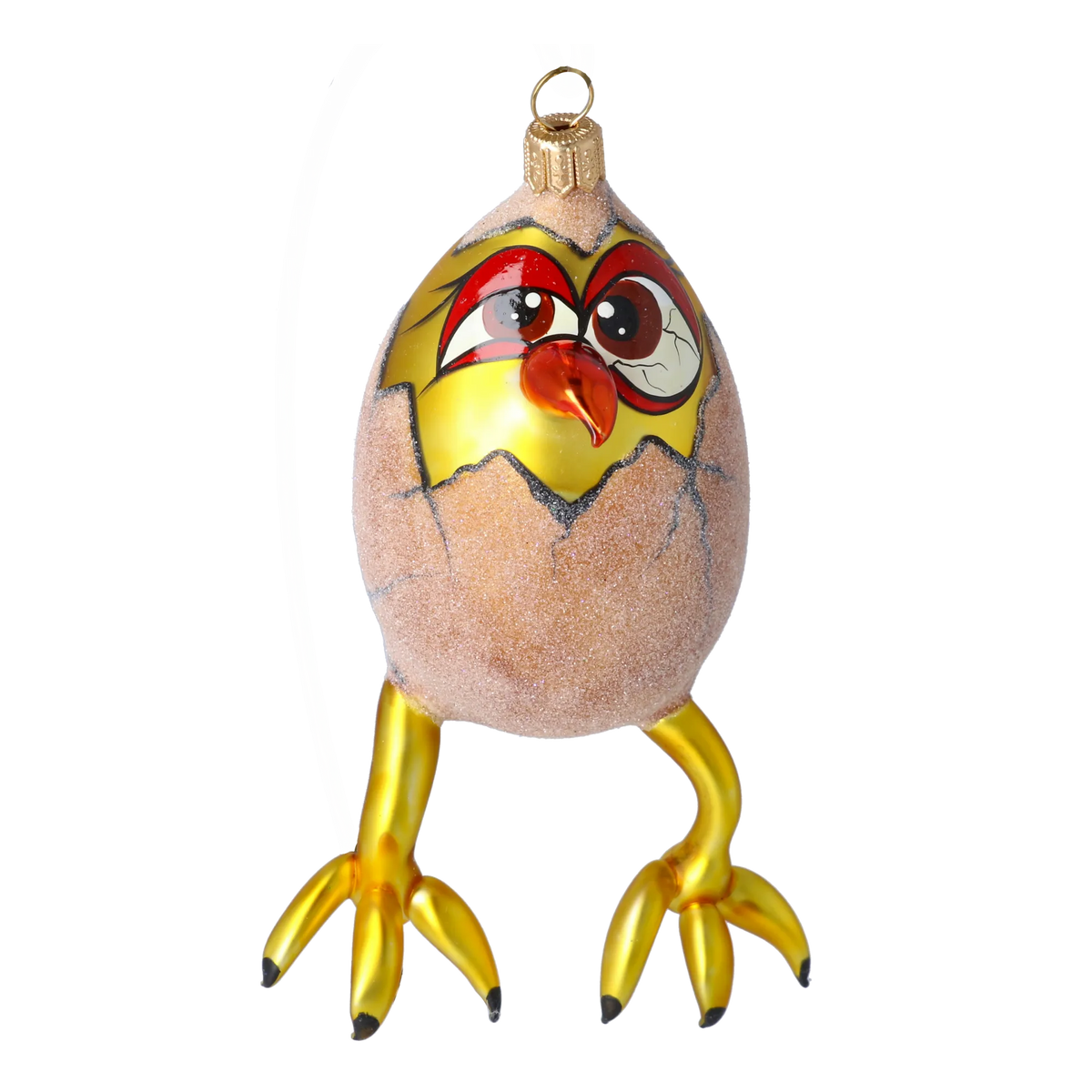 Skeptical Gilded Hatchling | Hand-Painted Glass Ornament | Blubom 2022-026