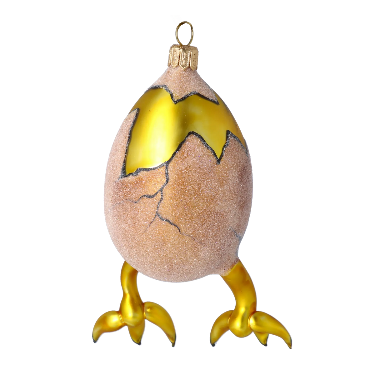 Skeptical Gilded Hatchling | Hand-Painted Glass Ornament | Blubom 2022-026