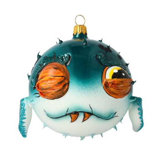 Spiny fish. Handmade Glass Christmas ornament. 2022-040