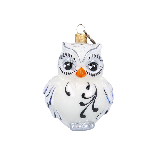Biała Sowa Śnieżka Szklana Ozdoba sówka