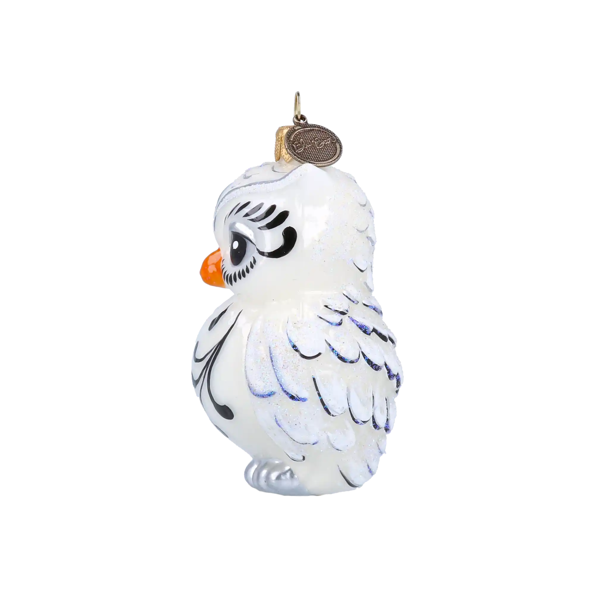 Biała Sowa Śnieżka Szklana Ozdoba sówka