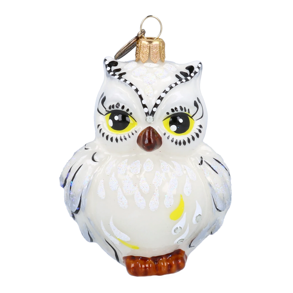 Owl of the Silent Vigil | Hand-Painted Glass Ornament | Blubom 2022-048