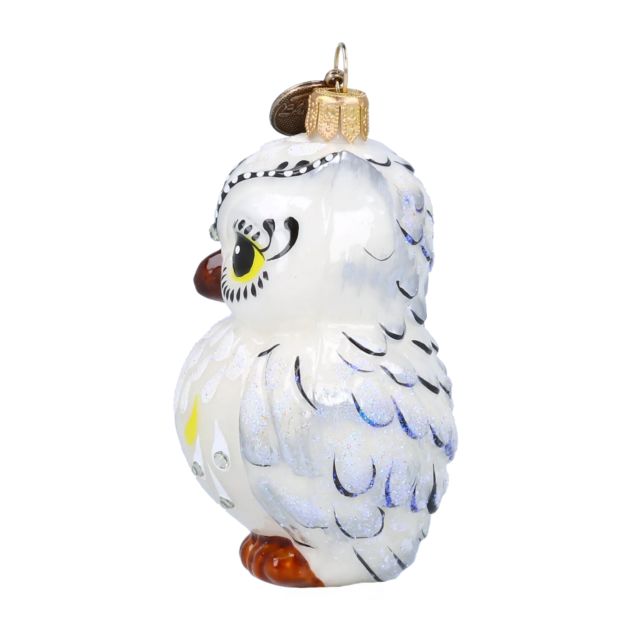 Snowy Pearl Owl Premium christmas glass ornament 2022-048