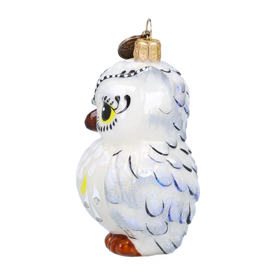 Snowy Pearl Owl Premium christmas glass ornament 2022-048