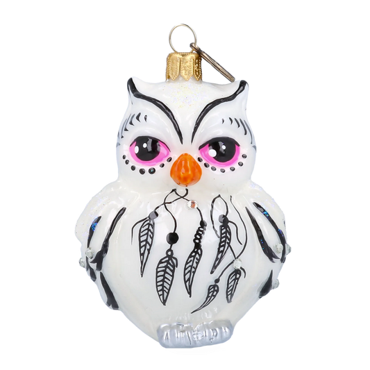 Snowy Dreamer Owl Premium christmas glass ornament 2022-049