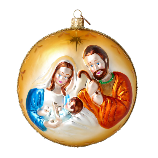 Golden Holy Family Premium christmas glass ornament 2022-067